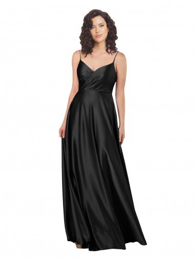 Full Length V-Neckline Formal Silky Satin Bridesmaid Dress / Prom Dress with Full Skirt Canada