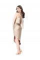 Silky Satin High Low Midi Cocktail Length Bridesmaid Dress / Prom Dress with Asymmetric Skirt