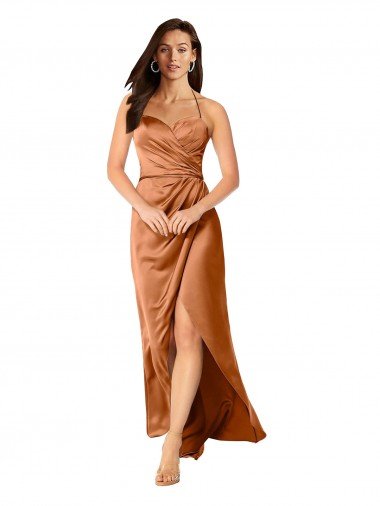 Faux-Wrap Skirt Formal Silky Satin Bridesmaid Dress / Prom Dress Canada