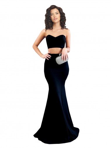 Two Piece High Neck Formal Crepe Bridesmaid Dress / Prom Dress Canada
