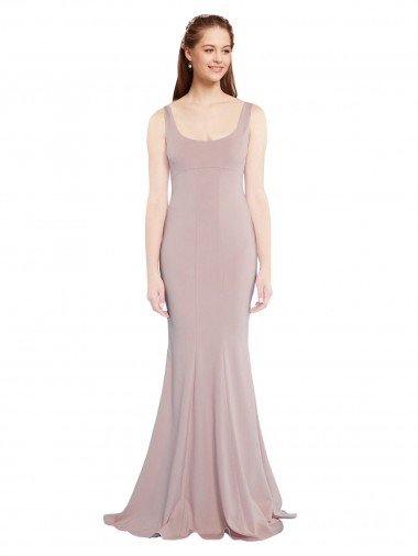 Sleeveless Scoop Neck Fully Lined Formal Crepe Bridesmaid Dress / Prom Dress Canada