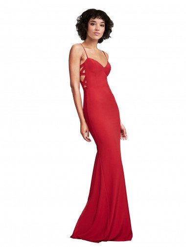 Spaghetti Strap Slip Neckline Formal Crepe Bridesmaid Dress / Prom Dress Canada