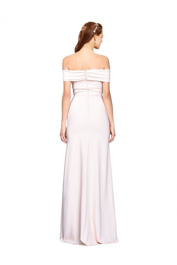 Criss Cross Off the Shoulder Formal Crepe Bridesmaid Dress / Prom Dress with Side Slit