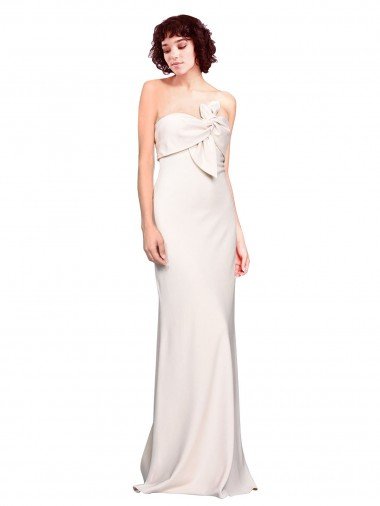 Strapless Crepe Fitted Bridesmaid Dress / Prom Dress with Twist Bow Canada