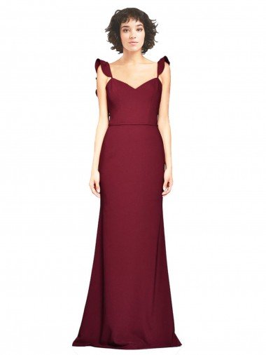 Crepe Slip Bridesmaid Dress / Prom Dress with Ruffled Straps Canada