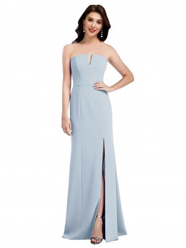 Strapless Notch Crepe Bridesmaid Dress / Prom Dress with Front Slit Canada