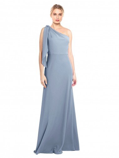Draped Flutter Sleeves One Shoulder Stretch Formal Crepe Bridesmaid Dress / Prom Dress Canada