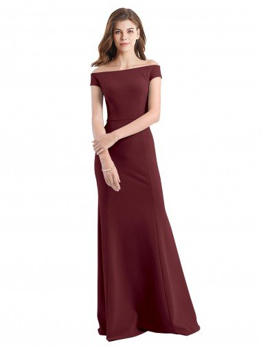 Off the Shoulder Fit and Flare Stretch Crepe Bridesmaid Dress / Prom Dress Canada