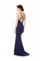 Fishtail High Neck Maxi Formal Crepe Bridesmiad Dress with Strappy Back Detail