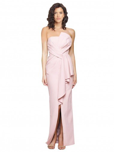 Strapless Long Full Length Ruffles Low Back Formal Crepe Bridesmaid Dress / Prom Dress Canada