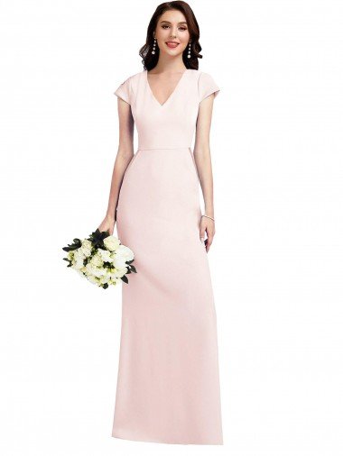 Cap Sleeve A-Line Formal Crepe Bridesmaid Dress / Prom Dress with Pockets Canada