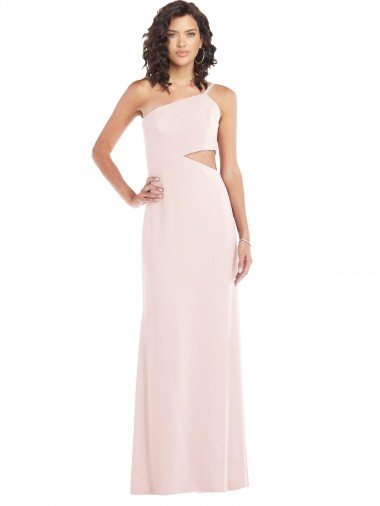 Flirty One Shoulder Midriff Cutout Maxi Formal Crepe Bridesmaid Dress / Prom Dress Canada