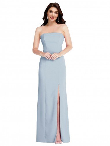 Strapless Scoop Back Maxi Formal Crepe Bridesmaid Dress / Prom Dress with Front Slit Canada