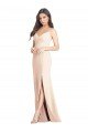 Seamed Bodice Crepe Trumpet Bridesmaid Dress / Prom Dress with Front Slit