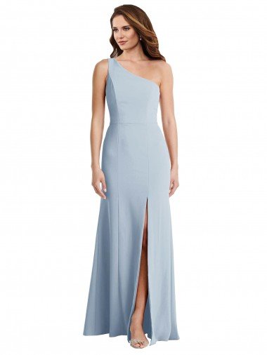 Bold One Shoulder Trumpet Maxi Formal Crepe Bridesmaid Dress / Prom Dress Canada