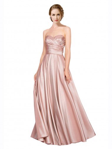 Long Plated Strapless Sweetheat Formal Stretch Satin Bridesmaid Dress / Prom Dress Canada