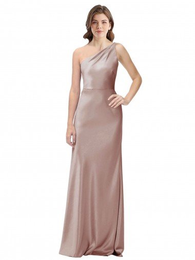 One Shoulder Black-Tie Floor Length Long Formal Stretch Satin Bridesmaid Dress / Prom Dress Canada