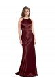 High Neck Halter Long Sleeveless Formal Stretch Satin Bridesmaid Dress / Prom Dress with Strappy Back