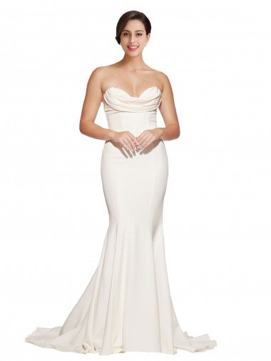 Strapless Cowl Neck Sweep Train Formal Stretch Satin Bridesmaid Dress / Prom Dress Canada