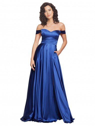 Ball Gown Off the Shoulder Sweetheart Formal Stretch Satin Bridesmaid Dress / Prom Dress Canada