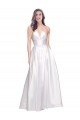 Full Length Strapless V-Cutout Formal Stretch Satin Bridesmaid Dress / Prom Dress