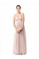 Long Sweetheart Tulle Bridesmaid Dress with Shirred Criss Cross Bodice