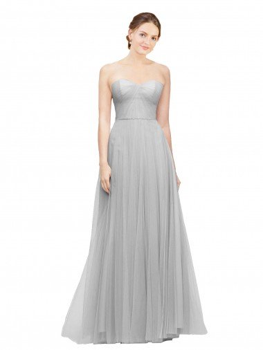 Long Twisted Sweetheart Neckline Tulle Bridesmaid Dress Canada