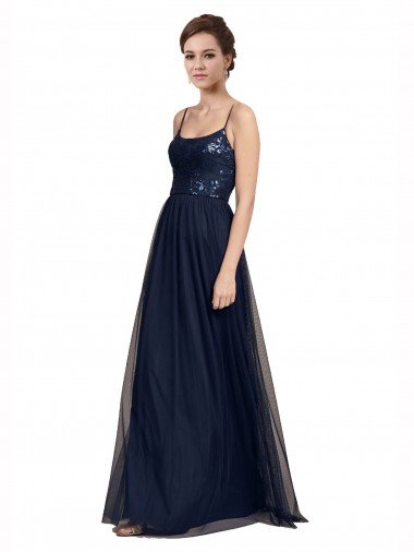 Spaghetti Strap Tulle Bridesmaids Dress with Ballerina Neckline Canada