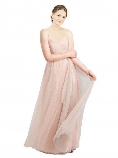 Long Floor Length Sweetheart Pleated Tulle Bridesmaid Dress Canada