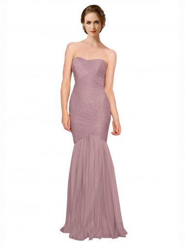 Mermaid Strapless Tulle Bridesmaid Dress with All Over Pleats Canada