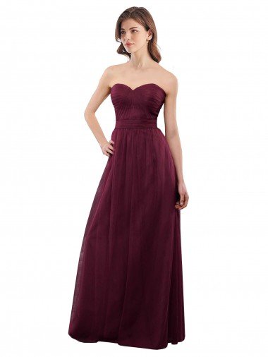 Strapless Tulle A-line bridesmaid dress with pleated top Canada