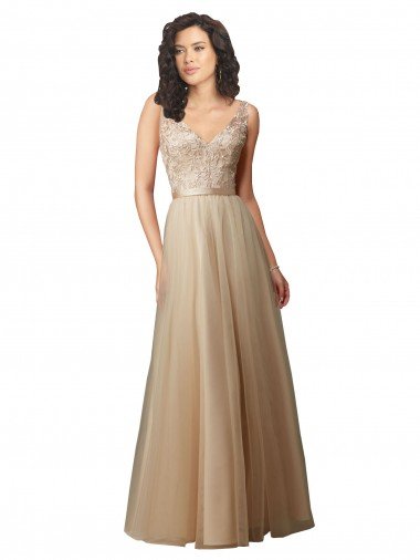 Long Tulle Bridesmaid Dress with Embroidery and Beading Canada