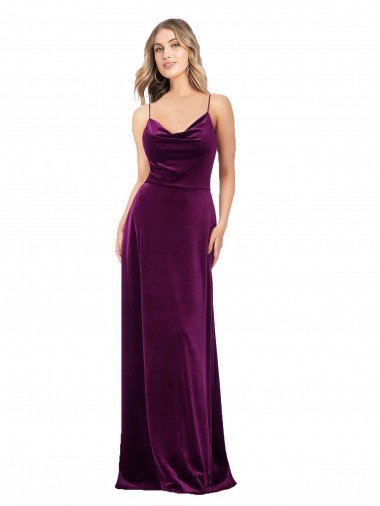 Draped Neckline Spaghetti Straps Formal Velvet Bridesmaid Dress / Prom Dress Canada