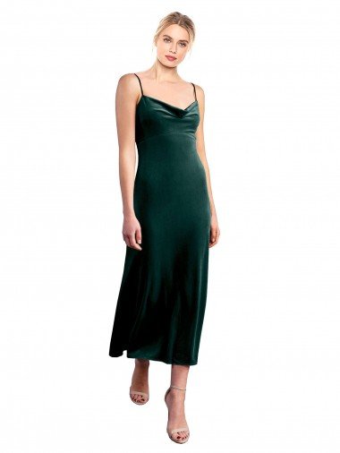 Midi Cocktail Length Cowl Neck Velvet Slip Bridesmaid Dress / Prom Dress Canada