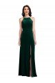 Velvet Halter Maxi Bridesmaid Dress / Prom Dress with Pockets & Front Slit