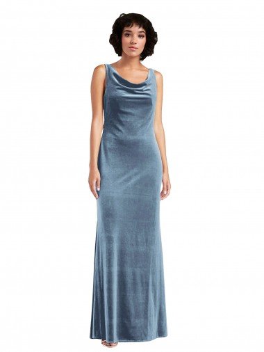 Floor Length Cowl Neck Long Stretch Velvet Maxi Bridesmaid Dress / Prom Dress Canada