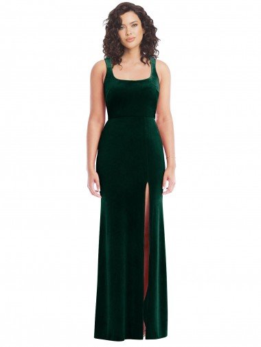 Square Neck Long Velvet Maxi Bridesmaid Dress / Prom Dress Canada