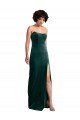 Scooped Strapless Long Formal Velvet Bridesmaid Dress / Prom Dress with Daring Side Slit