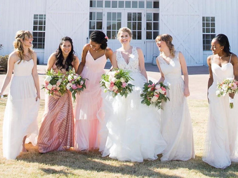 Floor Length Long Halter Pleated Tulle Bridesmaid Dress